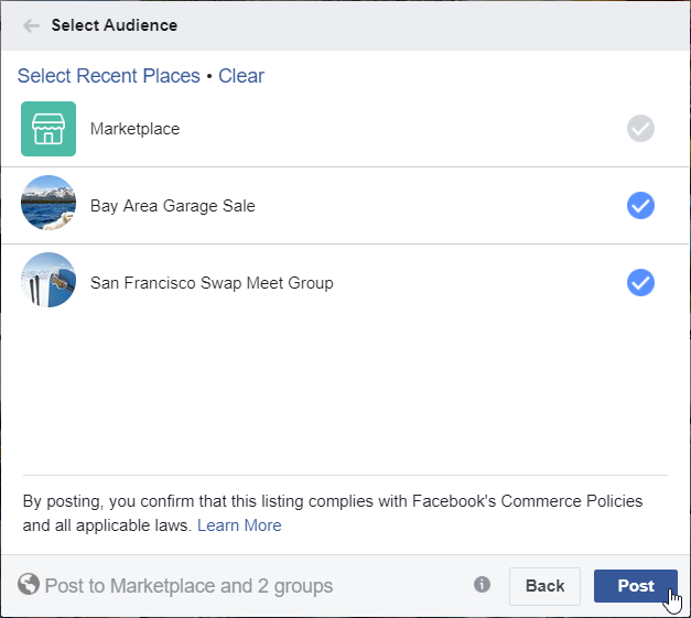 Facebook Marketplace - Audience Post